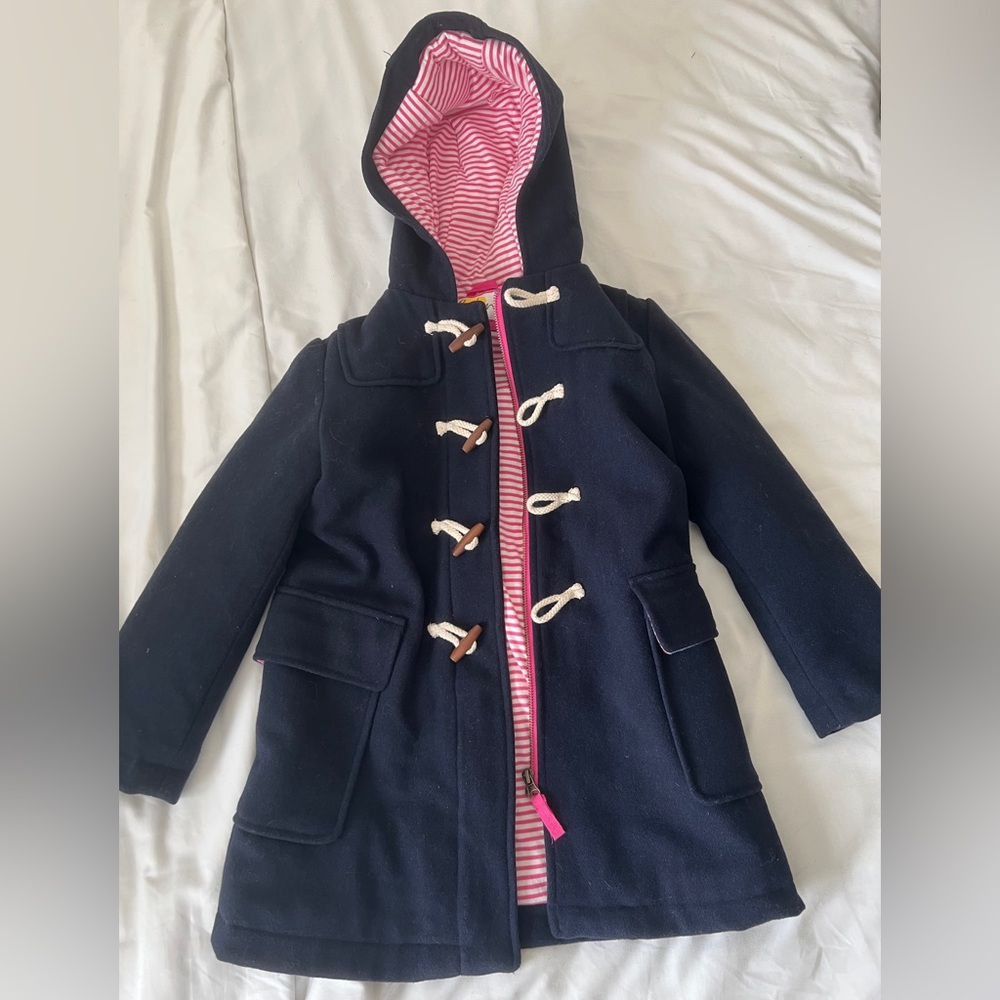 Mini Boden 7-8 Y blue Funky Duffle Toggle Coat